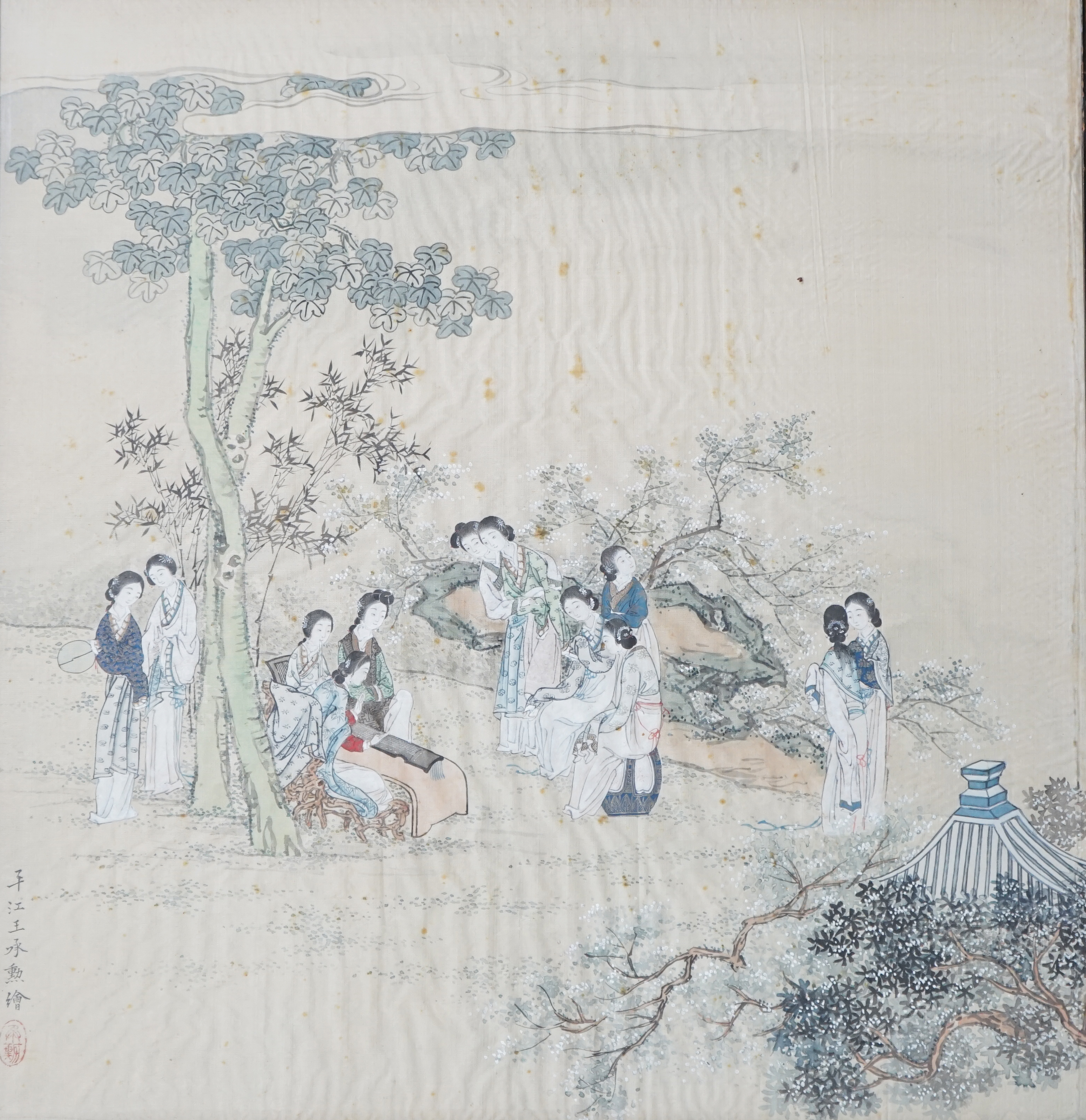 Chinese School, early 20th century, a pair of paintings on silk, festival scenes